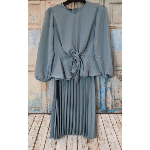 Shrup Womens Size Small Blue Modern Islamic Pleated Skirt Suit Dress 2 Piece - Picture 1 of 12